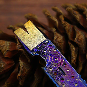 Limited Edition Hand Carving Starry Sky Titanium Crowbar Outdoor Multi Functional Survival EDC Tool Bottle Opener Keychain