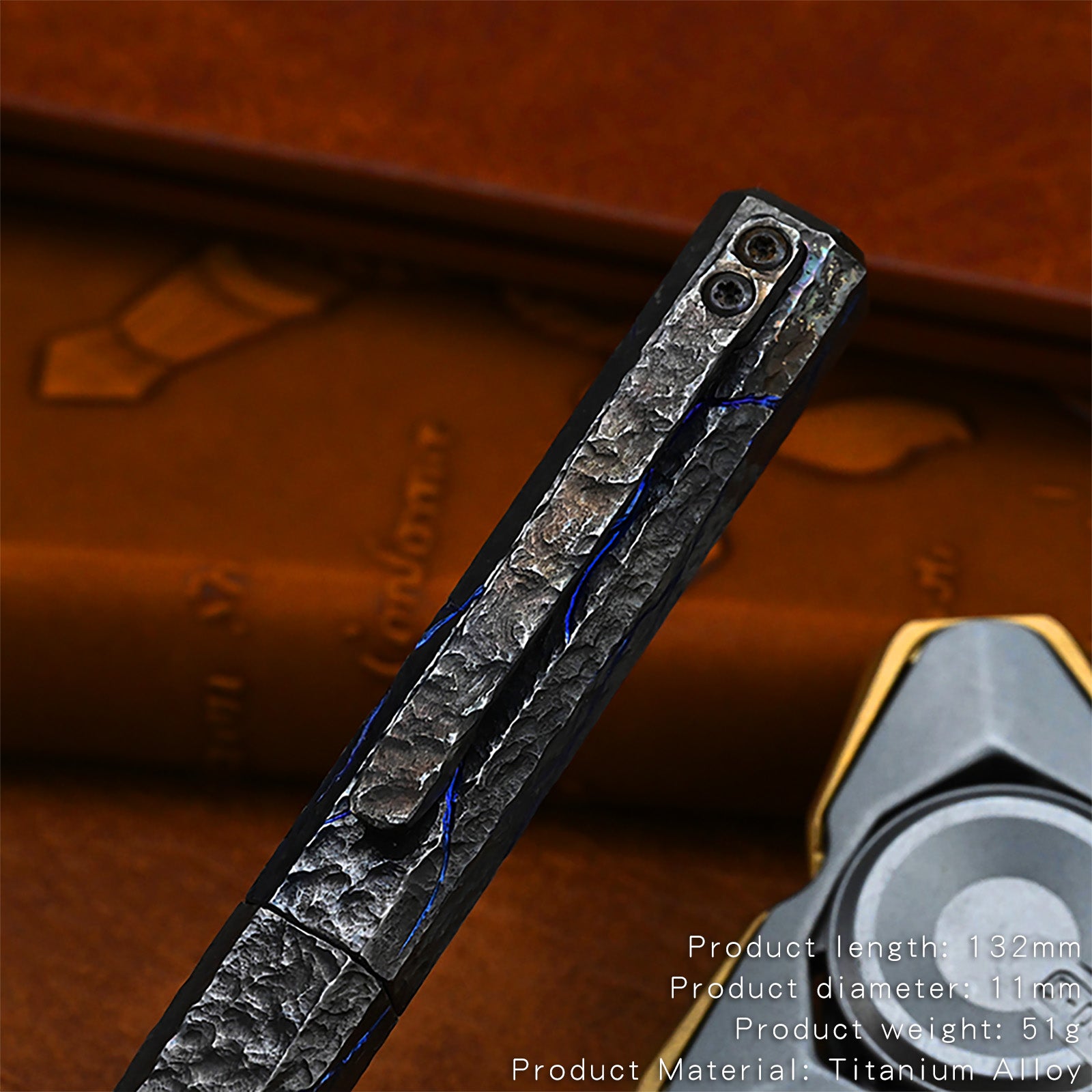 HCYEDC Limited Edition Titanium Alloy Tactical Pen Hand Carved Stone Grain Metal Signature Neutral EDC Split Rock Pen Pen Body Using Design for Writing Tactical Defense Emergency Defense Escape