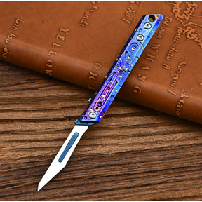 Limited Edition Hand Carved Starry Sky Titanium Alloy Art Knife Keychain Portable EDC Disassembly Tool