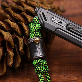 Hand Carved Limited Edition Titanium Alloy Knife Beads Paracord Umbrella Rope Bead Bamboo DIY Pendant Collar Necklace Jewelry