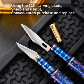 HCYEDC Titanium Alloy Tactical Pen Hand Carved Star Sky Limited Edition Tungsten Pen Tactical Pen with Tungsten Steel Glass Breaker Tip Self-DefenceDecompression Metal Signature Neutral Pen EDC