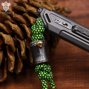 Hand Carved Limited Edition Titanium Alloy Knife Beads Paracord Umbrella Rope Bead Bamboo DIY Pendant Collar Necklace Jewelry