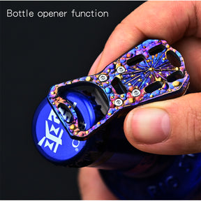 Hand carved patterns Titanium Alloy Portable Portable Bottle Opener Easy Reusable Can Opener Kitchen Supplies Camping Tools
