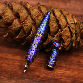 HCYEDC Star Sky Titanium Alloy Tactical Pen Hand Carved  Tactical Bolt Action Pen Limited Edition Metal Signature Neutral Pen EDC
