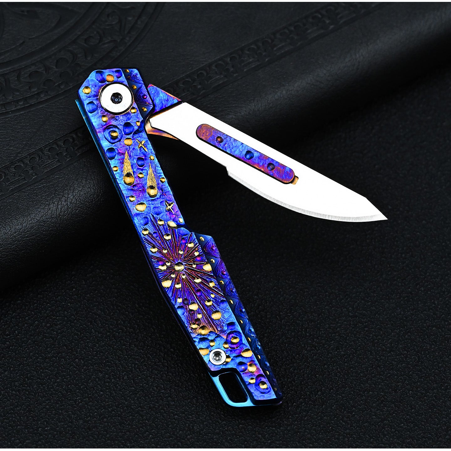 Star Sky Limited Edition Carved Titanium Alloy Art Knife Keychain Portable Disassembly Tool Expressive Collectible EDC