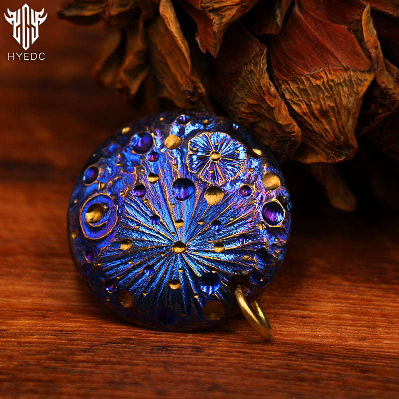 Limited edition titanium alloy starry sky medallion necklace pendant Qixi gift tag keychain pendant EDC