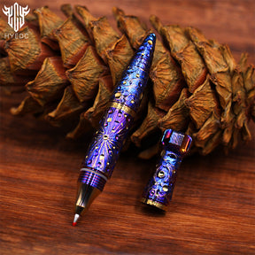 Star Sky Titanium Alloy Tactical Pen Hand Carved  Pen Limited Edition Metal Signature Neutral Pen  EDC