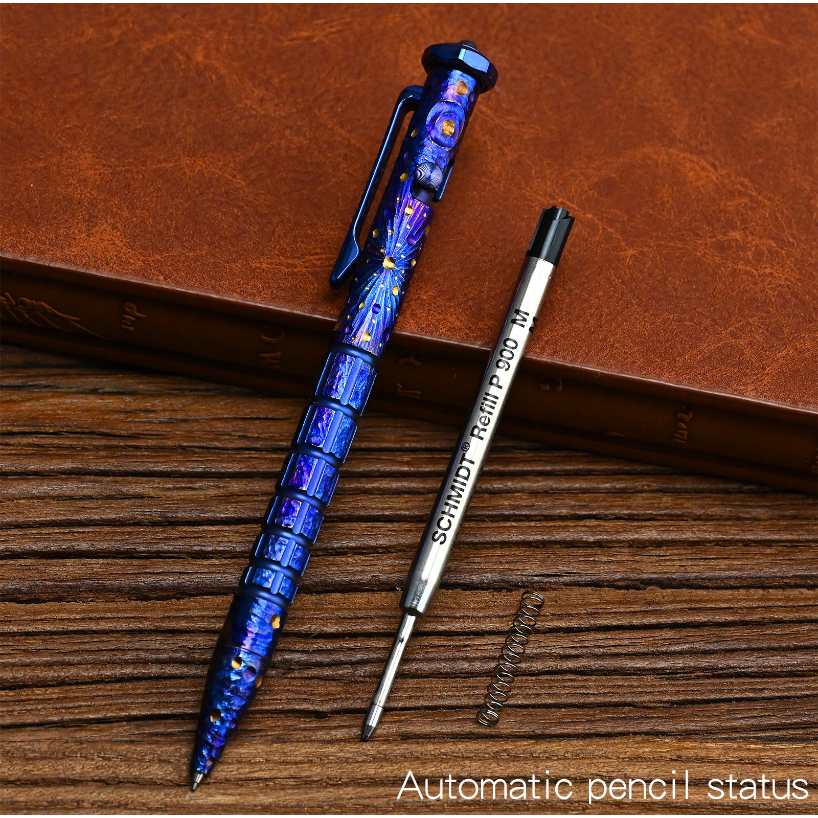 HCYEDC Star Sky Hand Titanium Tactical Bolt Action Pen Limited Edition Decompression Signature Neutral Design for Writing Tactical Defense Emergency Defense Escape Rotating Gyroscope Decompression Pen