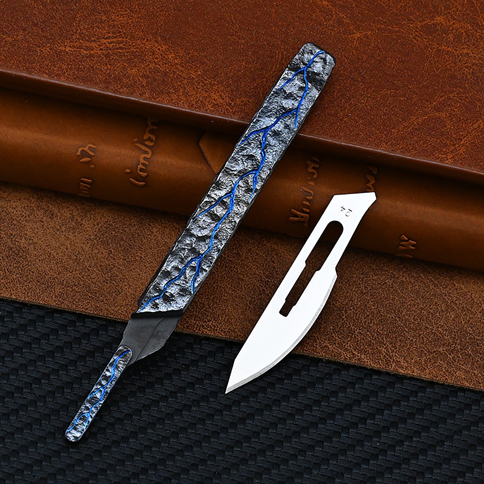 Hand Carving Rock Texture Titanium Alloy Camping Knife Sharp Folding Keychain Gift Carry-on Safe Sharp Folding Knife EDC