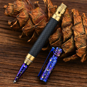 Star Sky Hand Carved Titanium Alloy Tactical Pen - Limited Edition EDC Metal Signature Neutral Outdoor Stationery