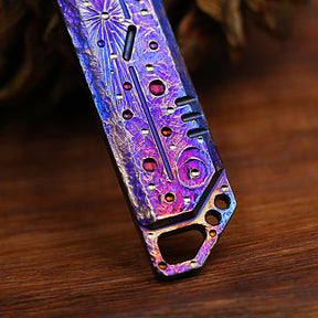 Hand Carving Starry Sky Titanium Alloy EDC Multi-Function Screwdriver Crowbar Bottle Opener Outdoor Crowbar