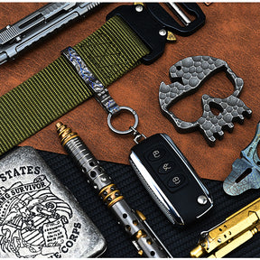 Limited Edition Titanium Hand Carved Rock Texture Keychain Alloy Belt Men's Sports Waist Pendant Car Accessory
