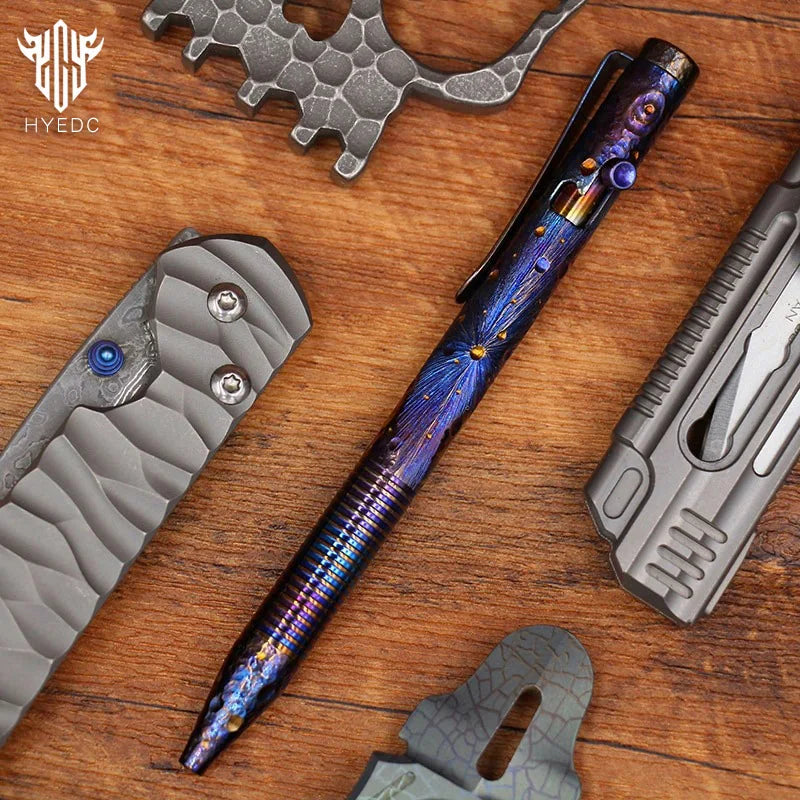 Hand Carved Titanium Alloy Tactical Pen EDC Star Sky Limited Edition Metal Signature Pen for Tactical Use