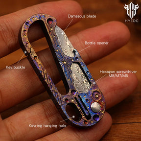 Star Sky Limited Starry Sky Version Titanium Alloy Outdoor Multi-Functional Keychain Mini Damascus Knife Portable