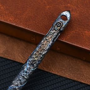 HCYEDC Titanium Hand Carving Rock Texture Titanium Alloy Tactical Pen Pen Decompression Metal Signature Neutral Tactical Bolt Action Pen with Steel Glass Breaker Design Emergency Emergency Escape Pen