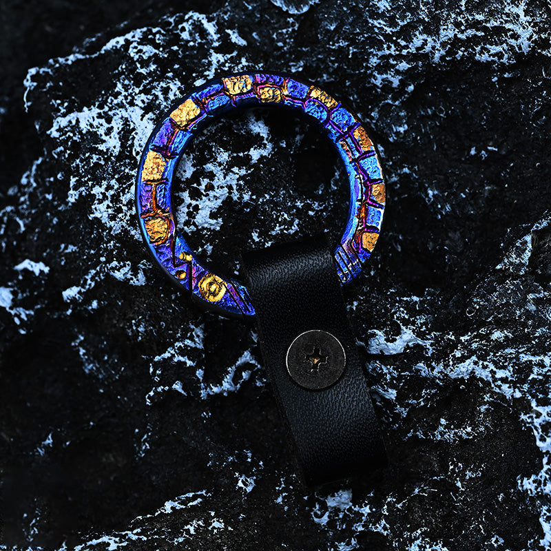 Hand CarvingTitanium Alloy Ring Anti-Lost360 Degree Rotating Key Chain Universal Joint Accessories Car Key Circle Waist