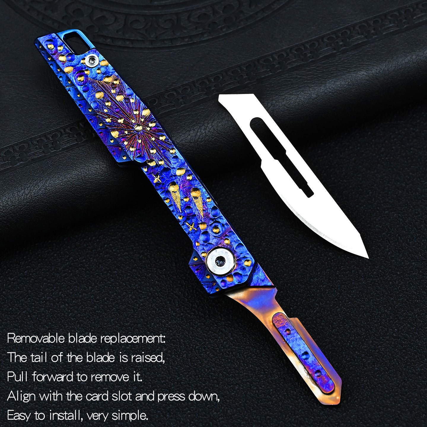 Star Sky Limited Edition Carved Titanium Alloy Art Knife Keychain Portable Disassembly Tool Expressive Collectible EDC