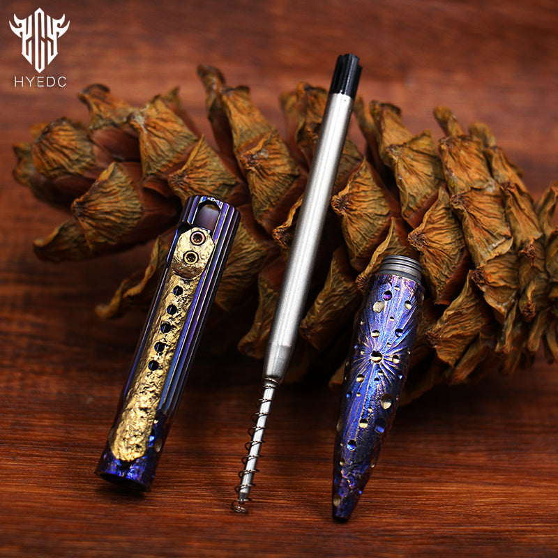 Star Sky Multipurpose Titanium Alloy Tactical Ballpoint Pen Self Defense Writing Tool for Outdoor Office Gift EDC