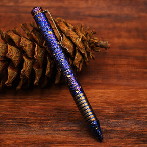 Titanium Alloy Tactical Pen Hand Carved Star Sky Limited Edition Tungsten Pen Decompression EDC Metal Signature Neutral Pen