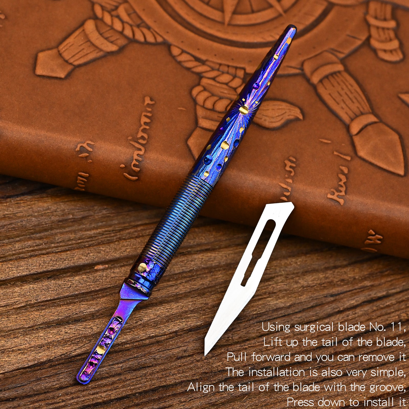 Titanium Hand Starry Sky TextureTitanium Alloy Art Knife Keychain Portable Disassembly Tool EDC