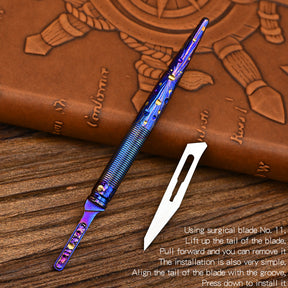 Titanium Hand Starry Sky TextureTitanium Alloy Art Knife Keychain Portable Disassembly Tool EDC