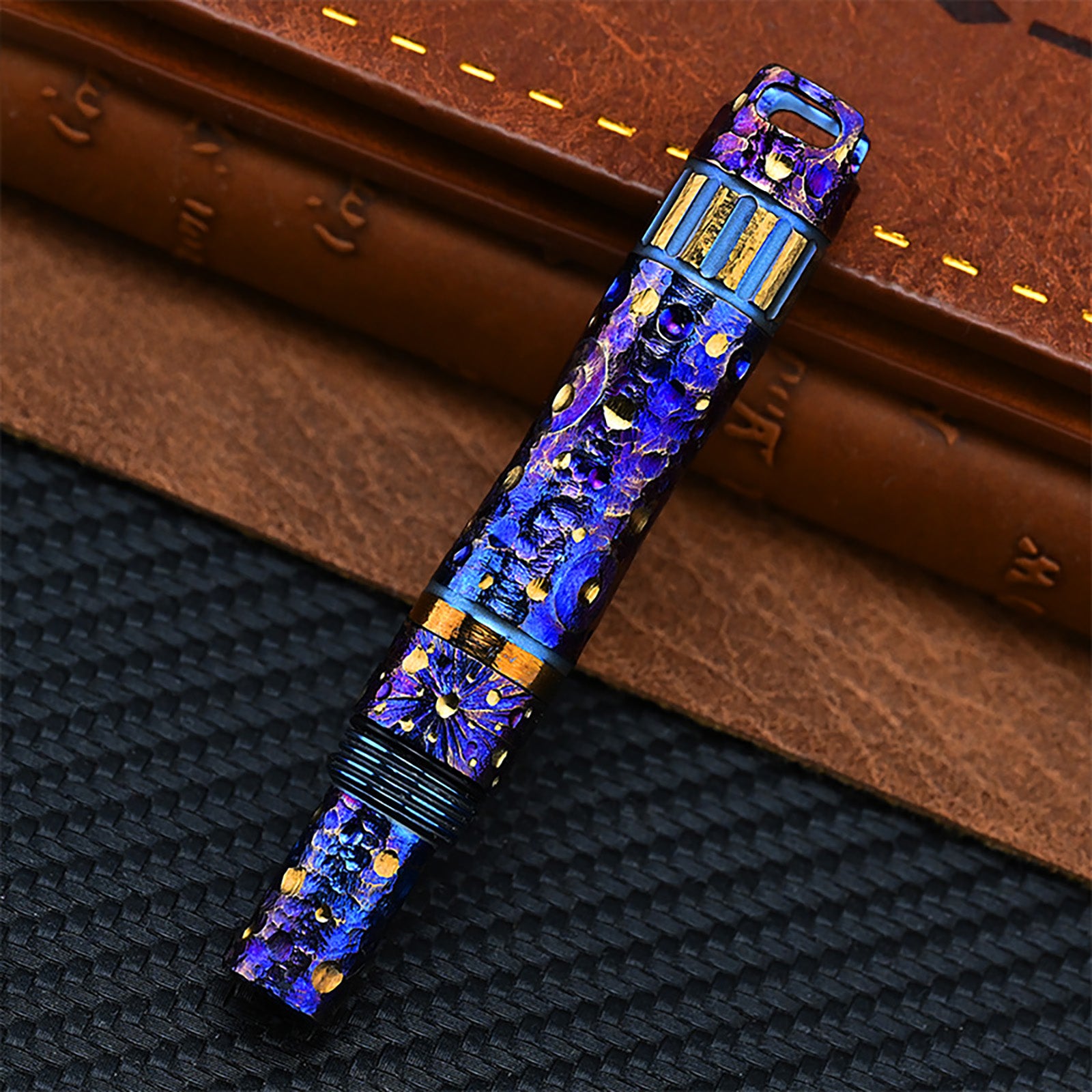 Star Sky Limited Titanium Alloy Multifunctional Whistle Pen Outdoor Pen 2-in-1 Survival EDC Tools with Necklace Gift