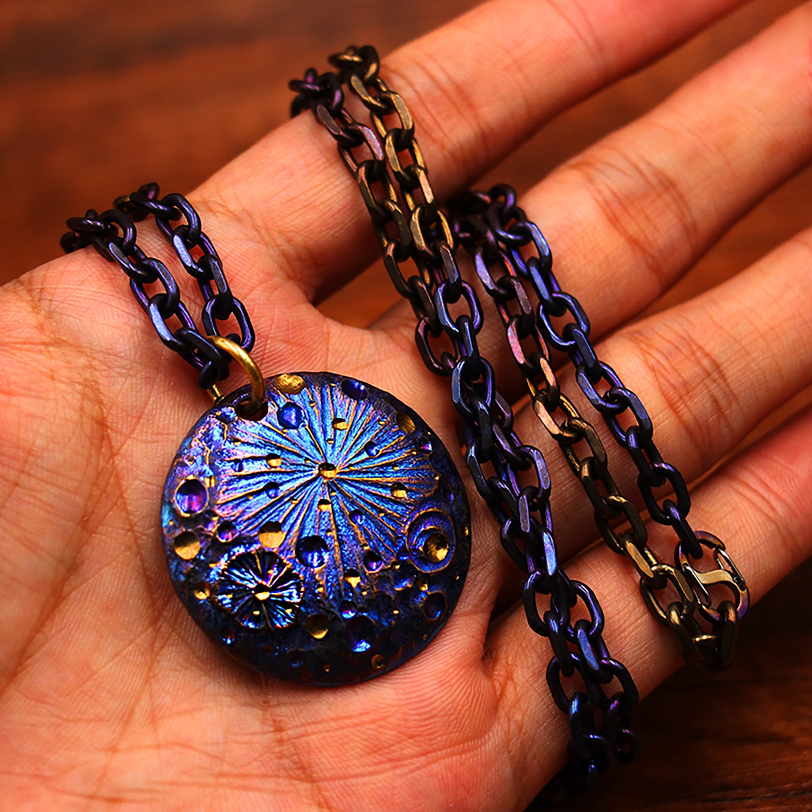 Limited edition titanium alloy starry sky medallion necklace pendant Qixi gift tag keychain pendant EDC