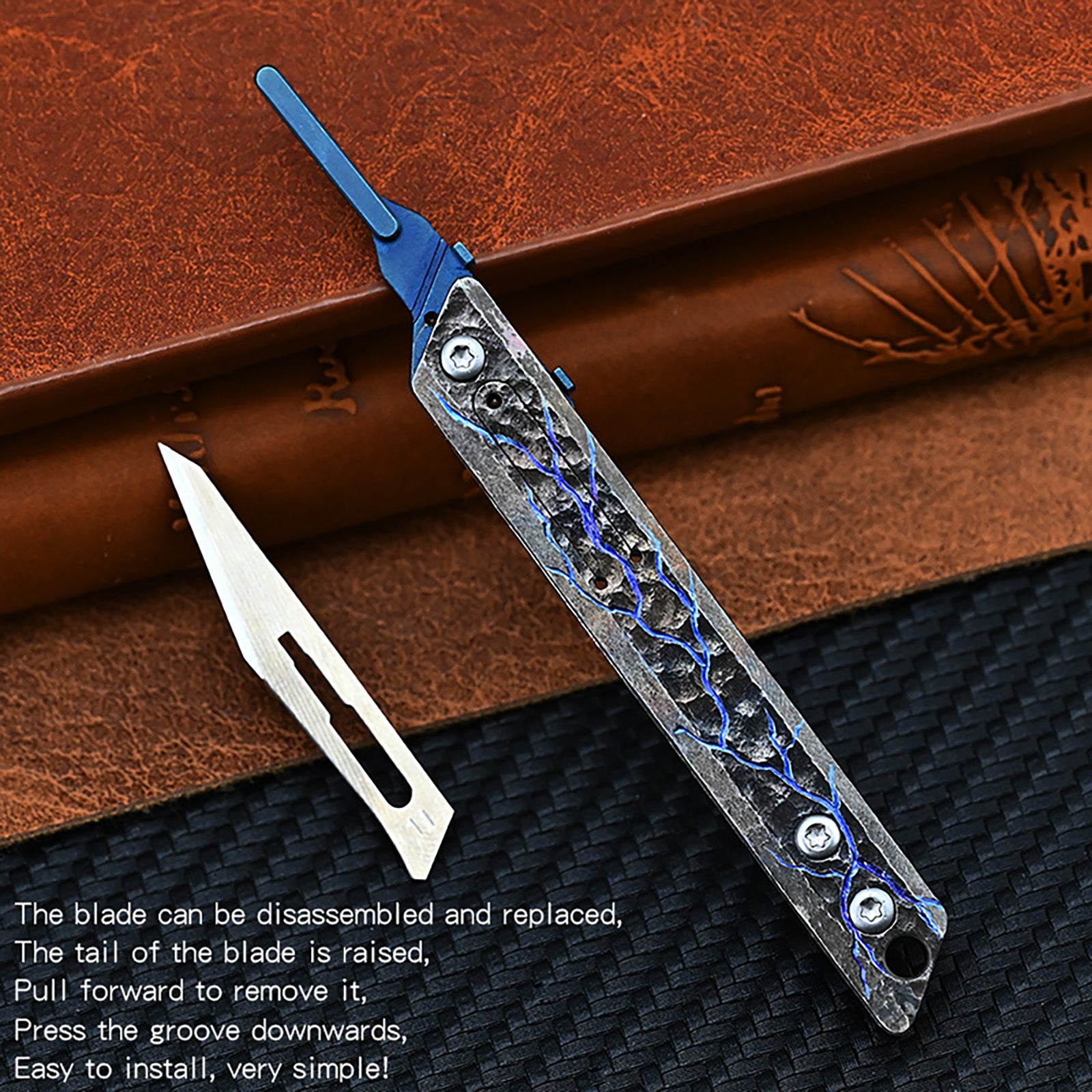 Titanium Hand Carving Rock Texture Alloy Art Knife Keychain Portable EDC Disassembly Tool Multi-Functional Compact Design