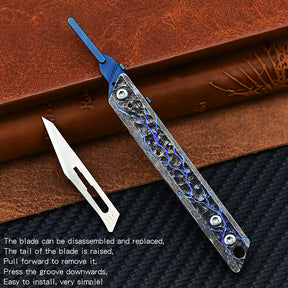Titanium Hand Carving Rock Texture Alloy Art Knife Keychain Portable EDC Disassembly Tool Multi-Functional Compact Design