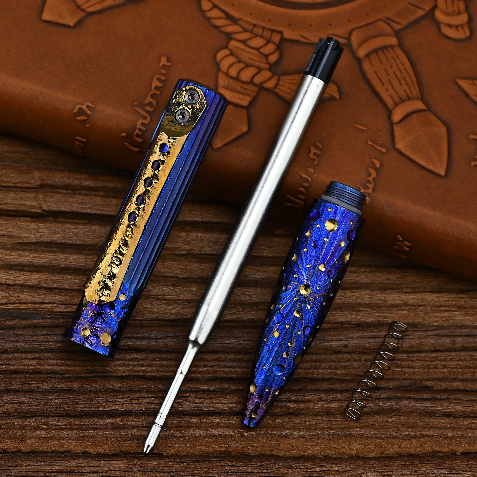 Star Sky Multipurpose Titanium Alloy Tactical Ballpoint Pen Self Defense Writing Tool for Outdoor Office Gift EDC