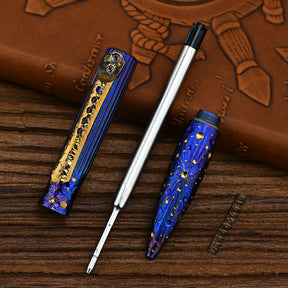 Star Sky Multipurpose Titanium Alloy Tactical Ballpoint Pen Self Defense Writing Tool for Outdoor Office Gift EDC