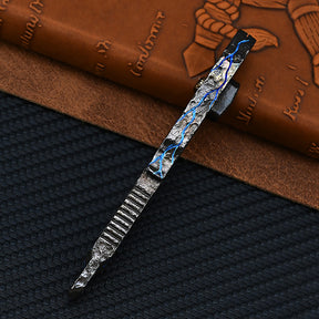 Hand Carving Rock Texture Titanium Alloy Push Knife Multifunctional Pocket Cutter Paper can Replace Blade Art Knife Wallpap EDC