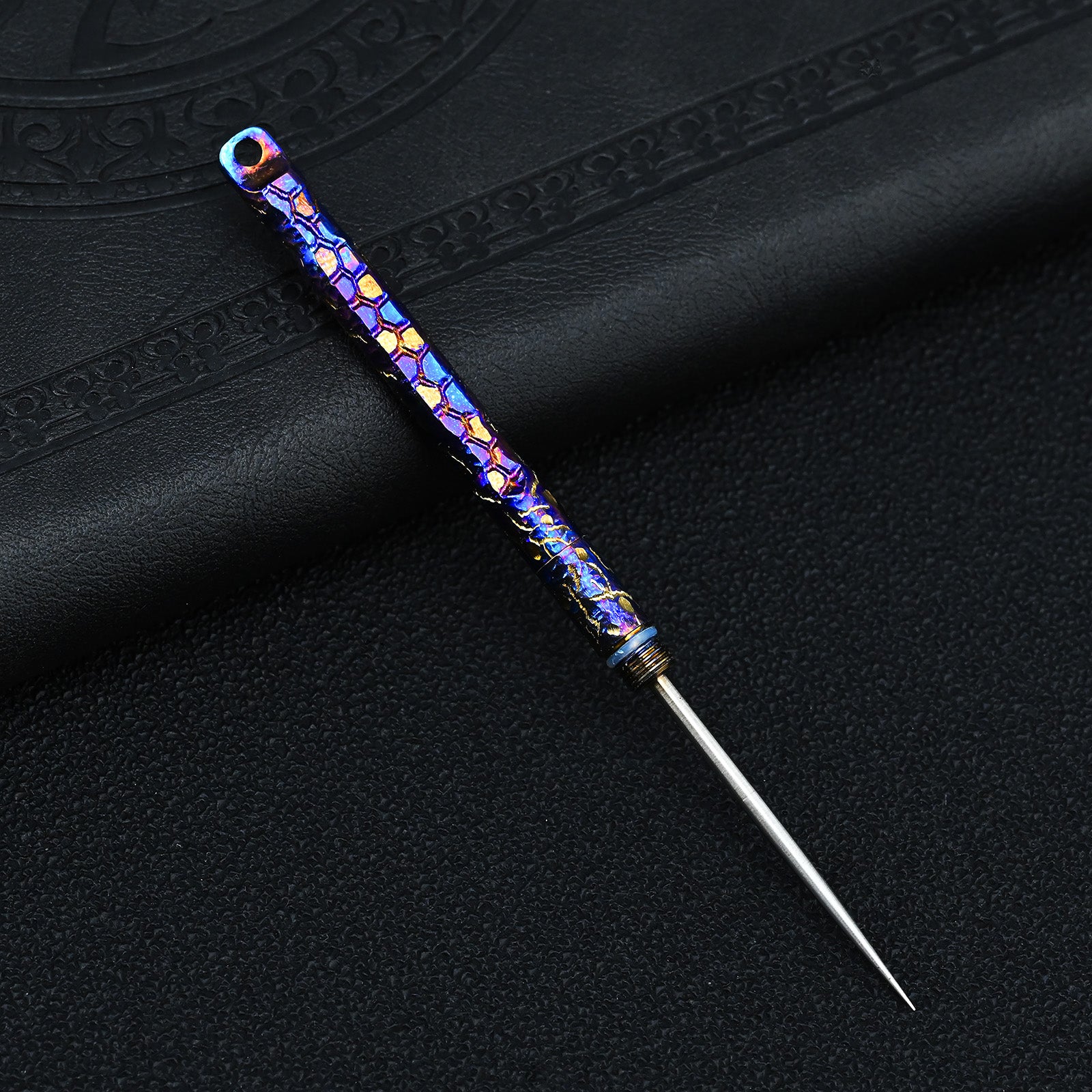 Hand carved Portable Titanium ToothpicksToothpicks Keychain with Metal Toothpick Holder for Outdoor Picnic Camping Accessorie