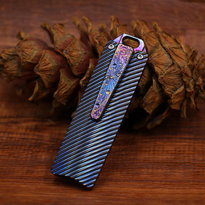 Star Sky Titanium Heavy Alloy Push Knife Tactics Pocket Cutter Paper Knife can Replace Blade Art Knife Wallpap