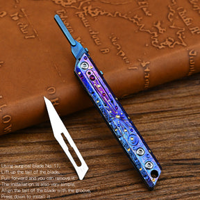 Limited Edition Hand Carved Starry Sky Titanium Alloy Art Knife Keychain Portable EDC Disassembly Tool