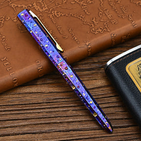 HCYEDC Hand Carved Titanium Alloy Tactical Pen EDC Star Sky Design Limited Edition Tungsten Metal Signature Neutral Pen Pen Body Using Design for Writing Tactical Defense Emergency Defense Escape