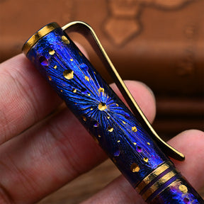 Hand Carved Titanium Alloy Tactical Pen G5 Refill EDC Star Sky Design Limited Edition Tungsten Metal Signature Neutral Pen