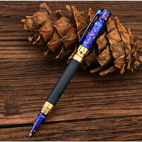 Star Sky Hand Carved Titanium Alloy Tactical Pen - Limited Edition EDC Metal Signature Neutral Outdoor Stationery