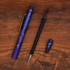 HCYEDC Star Sky Hand Carving Titanium alloy Automatic Pencil Signature PenTactical Bolt Action Pen refill Writing Gun-bolt Pen Multifunctional Tactical Pen EDC