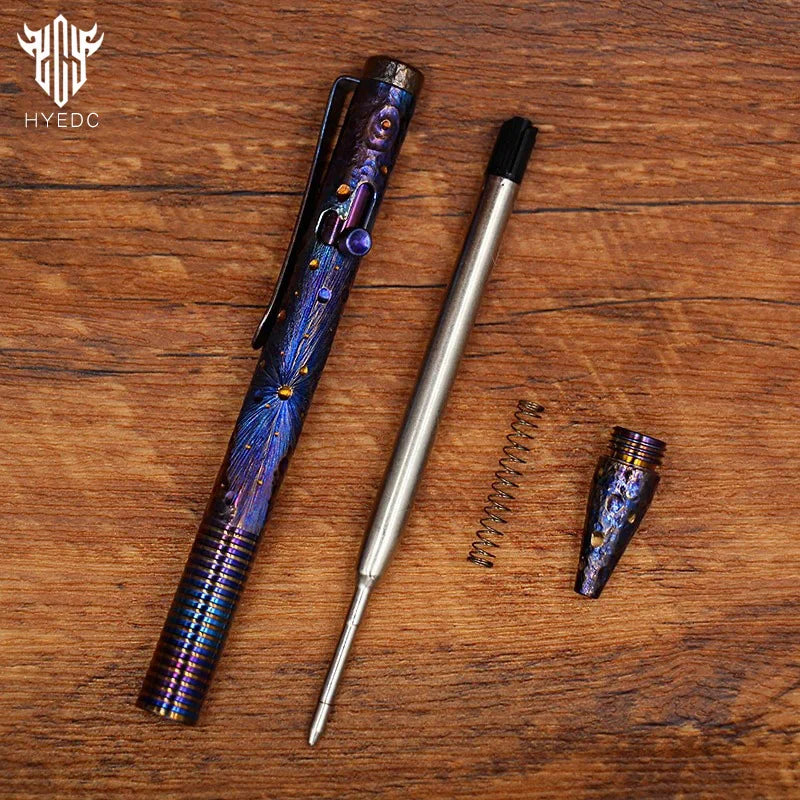 Hand Carved Titanium Alloy Tactical Pen EDC Star Sky Limited Edition Metal Signature Pen for Tactical Use
