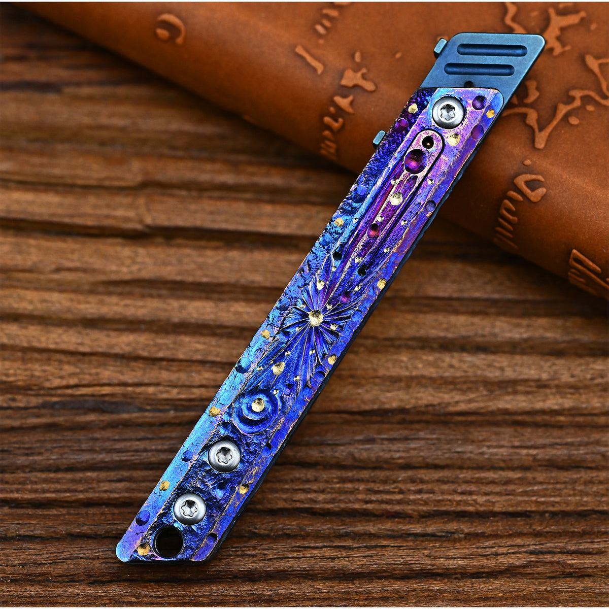 Limited Edition Hand Carved Starry Sky Titanium Alloy Art Knife Keychain Portable EDC Disassembly Tool