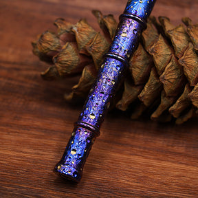 HCYEDC Star Sky Hand Carved Titanium Alloy Tactical PenTactical Bolt Action Pen Limited Edition EDC Metal Signature Neutral Decompression Pen