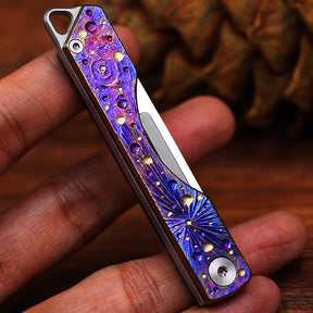 Limited Edition Hand Carved Titanium Alloy Art Knife Keychain Portable Disassembly Tool Expressive Collectible