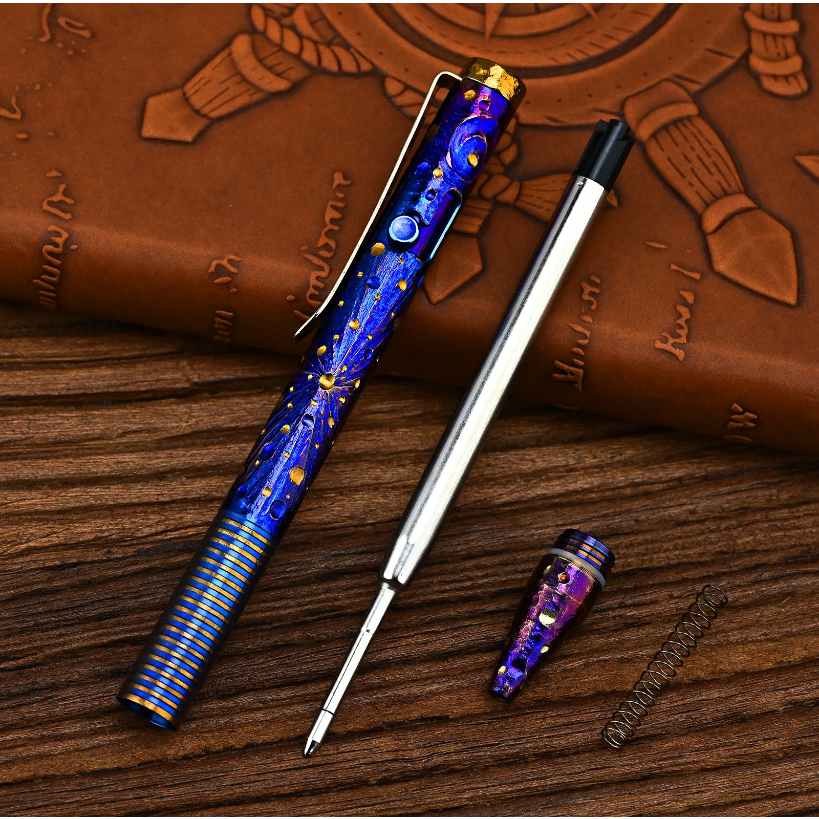 Hand Carved Titanium Alloy Tactical Pen EDC Star Sky Limited Edition Metal Signature Pen for Tactical Use