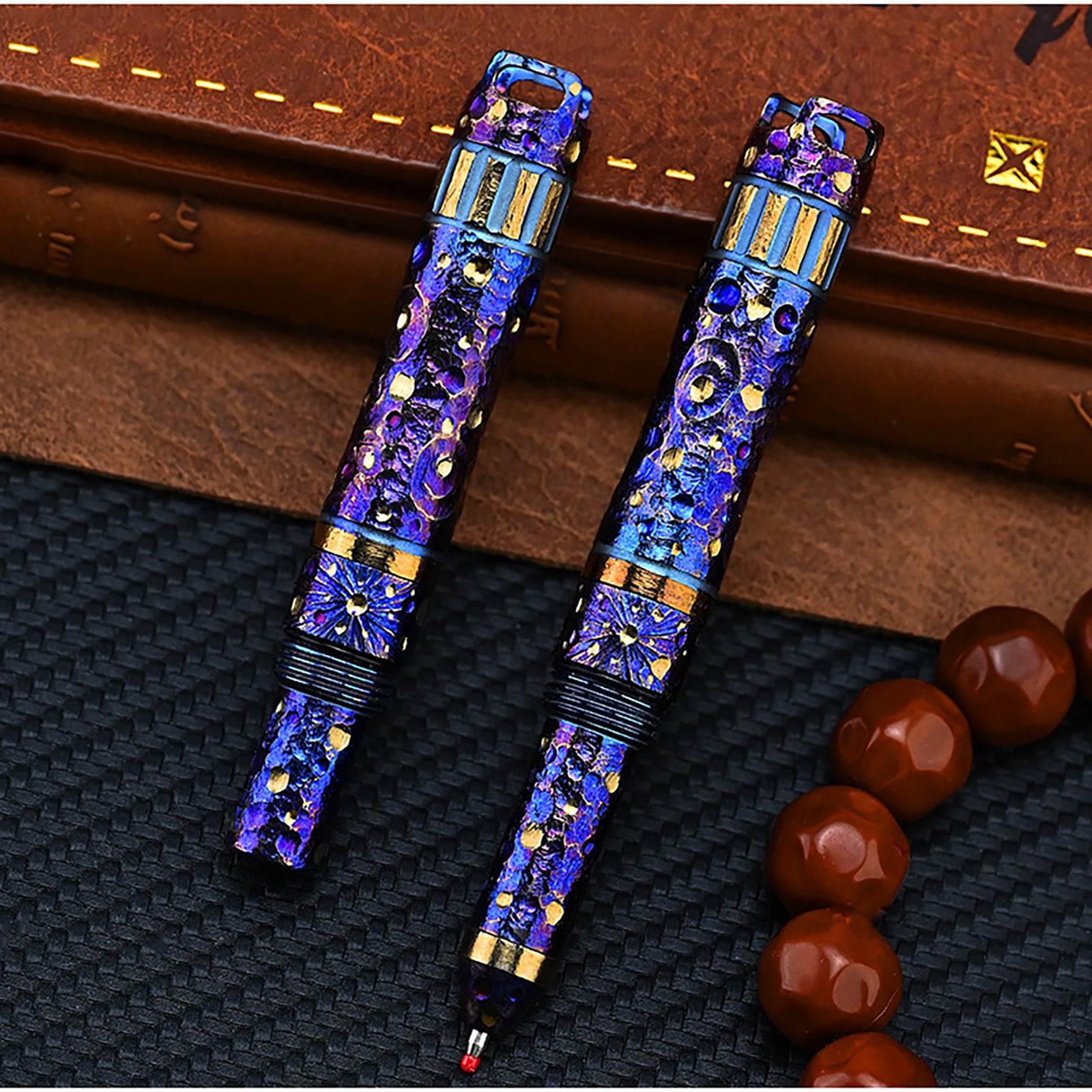 Star Sky Limited Titanium Alloy Multifunctional Whistle Pen Outdoor Pen 2-in-1 Survival EDC Tools with Necklace Gift