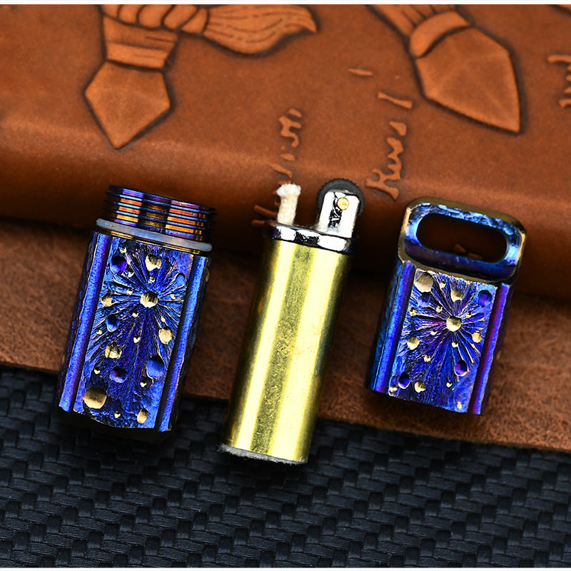 Star Sky Handmade Titanium Mechanical Automatic Ignition Gasoline Lighter with Alloy Material And Gift Box EDC