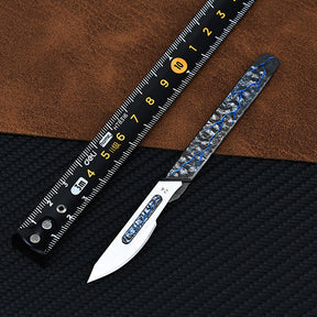 Hand Carving Rock Texture Titanium Alloy Camping Knife Sharp Folding Keychain Gift Carry-on Safe Sharp Folding Knife EDC