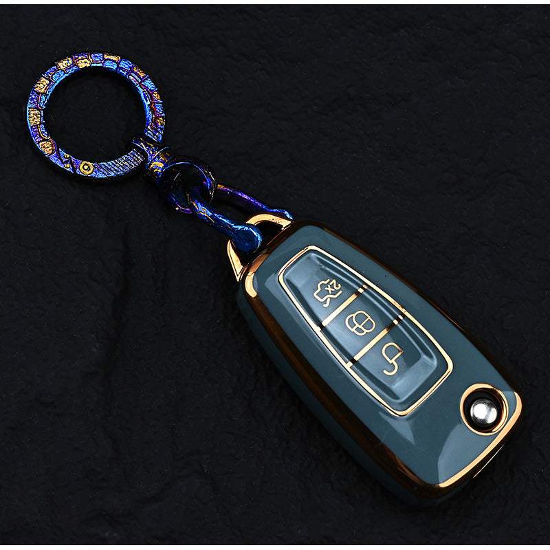 Hand CarvingTitanium Alloy Ring Anti-Lost360 Degree Rotating Key Chain Universal Joint Accessories Car Key Circle Waist