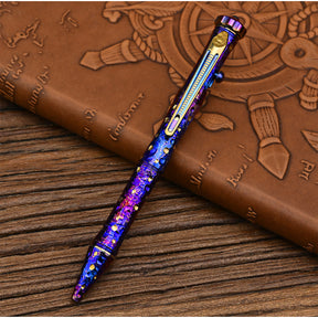 HCYEDC Star Sky Limited Edition Titanium Alloy Tactical Pen Hand Carved Rotary Gyro Multifunctional Self-defense Broken WindowPen Tactical Bolt Action Pen