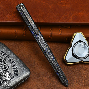 HCYEDC Limited Edition Titanium Alloy Tactical Pen Hand Carved Stone Grain Metal Signature Neutral EDC Split Rock Pen Pen Body Using Design for Writing Tactical Defense Emergency Defense Escape